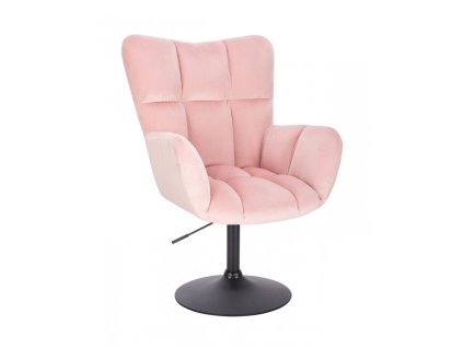 Křeslo AURORA VELUR na černém talíři - světle růžové