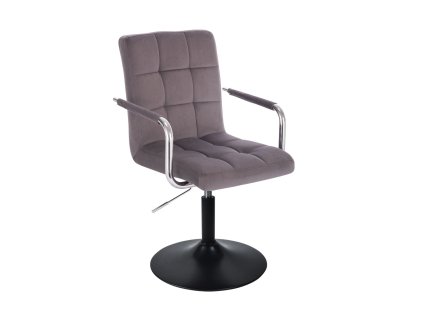Židle VERONA VELUR na černém talíři - tmavě šedá