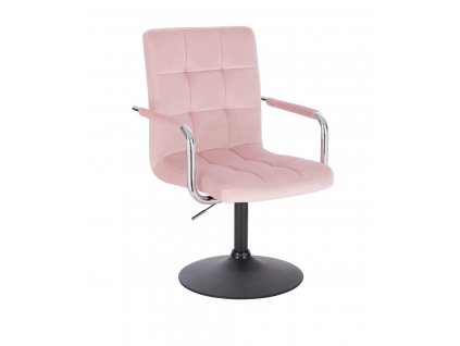 Židle VERONA VELUR na černém talíři - světle růžová