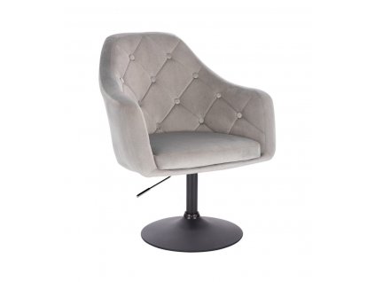 Křeslo ANDORA VELUR na černém talíři - světle šedé