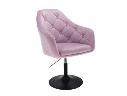 Křeslo ANDORA VELUR na černém talíři - levandule