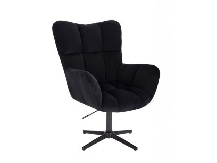 Křeslo AURORA VELUR na černém kříži - černé