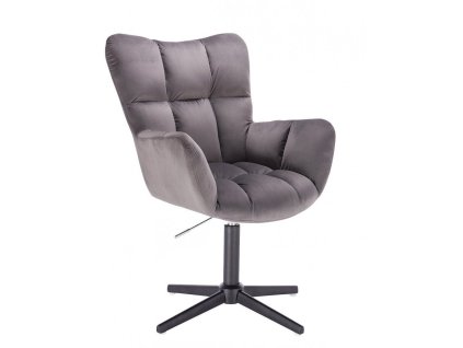 Křeslo AURORA VELUR na černém kříži - tmavě šedé