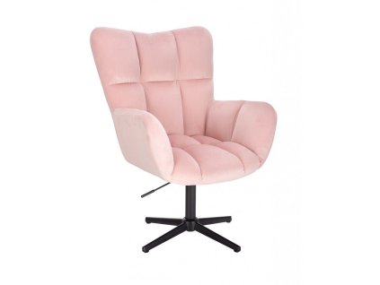 Křeslo AURORA VELUR na černém kříži - světle růžové