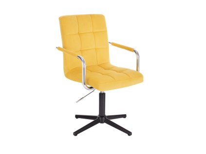 Židle VERONA VELUR na černém kříži - žlutá