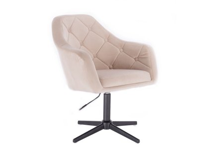 Křeslo ANDORA VELUR na černém kříži - krémové