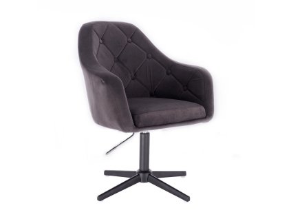 Křeslo ANDORA VELUR na černém kříži - tmavě šedé