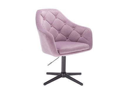 Křeslo ANDORA VELUR na černém kříži - levandule