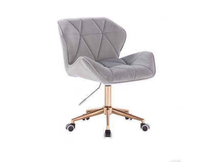 Židle MILANO VELUR na zlaté podstavě s kolečky - světle šedá