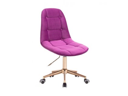 Židle SAMSON VELUR na zlaté podstavě s kolečky - fuchsie