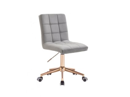 Židle TOLEDO VELUR na zlaté podstavě s kolečky - světle šedá