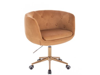 Židle MONTANA VELUR na zlaté podstavě s kolečky - medová