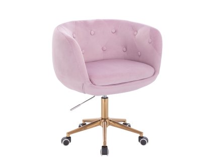 Židle MONTANA VELUR na zlaté podstavě s kolečky - levandule