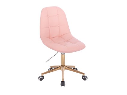 Židle SAMSON na zlaté podstavě s kolečky - světle růžová