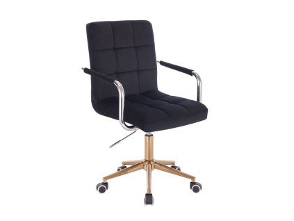 Židle VERONA VELUR na zlaté podstavě s kolečky - černá