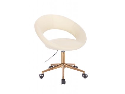 Židle NAPOLI na zlaté podstavě s kolečky - krémová