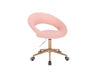 Židle NAPOLI na zlaté podstavě s kolečky - světle růžová