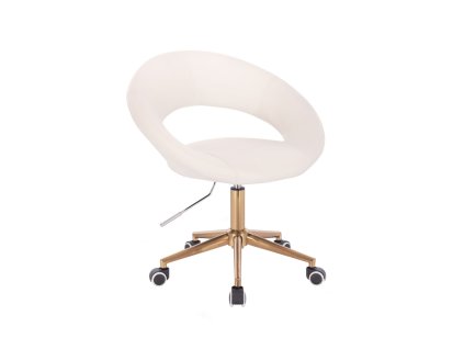 Židle NAPOLI na zlaté podstavě s kolečky - bílá