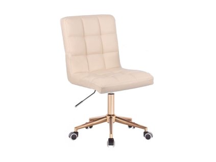 Židle TOLEDO na zlaté podstavě s kolečky - krémová