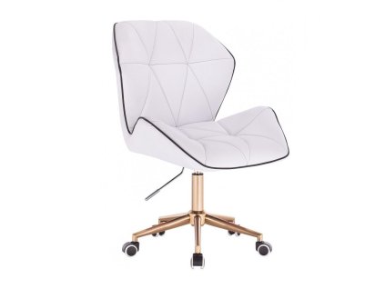 Židle MILANO MAX na zlaté podstavě s kolečky - bílá