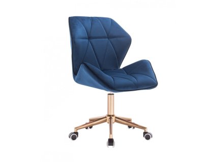 Židle MILANO MAX VELUR na zlaté základně s kolečky - modrá