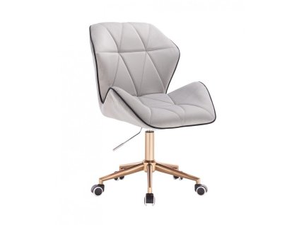 Židle MILANO MAX VELUR na zlaté základně s kolečky - světle šedá