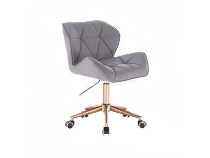 Židle MILANO na zlaté podstavě s kolečky - šedá