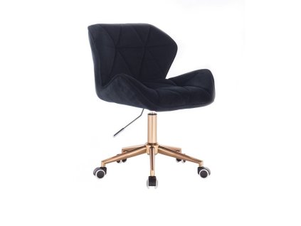 Židle MILANO VELUR na zlaté podstavě s kolečky - černá