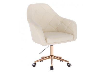 Křeslo ANDORA na zlaté podstavě s kolečky - krémové