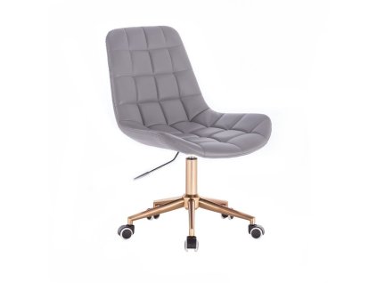 Židle PARIS na zlaté podstavě s kolečky - šedá