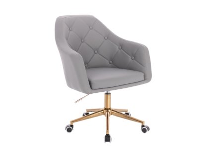 Křeslo ANDORA na zlaté podstavě s kolečky - šedé