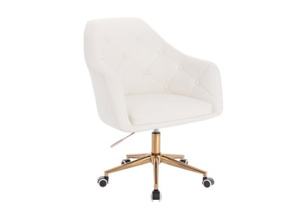 Křeslo ANDORA na zlaté podstavě s kolečky -bílé