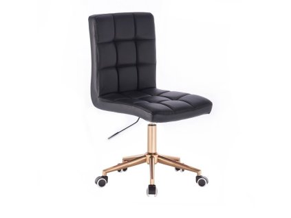 Židle TOLEDO na zlaté podstavě s kolečky - černá