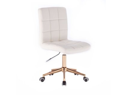 Židle TOLEDO na zlaté podstavě s kolečky - bílá