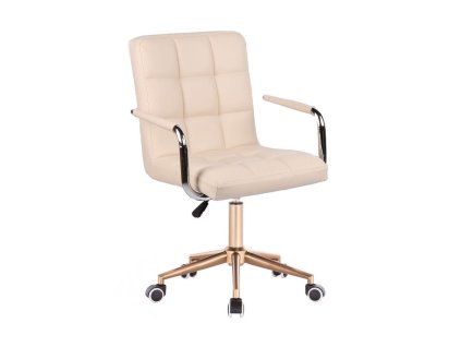 Židle VERONA na zlaté podstavě s kolečky - krémová