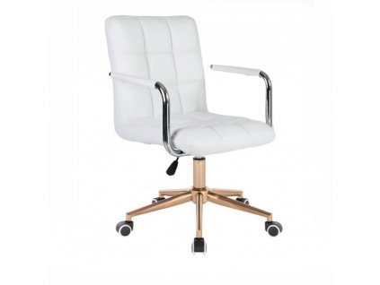 Židle VERONA na zlaté podstavě s kolečky - bílá