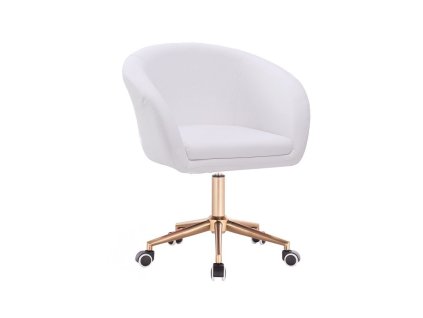 Židle VENICE na zlaté podstavě s kolečky - bílá