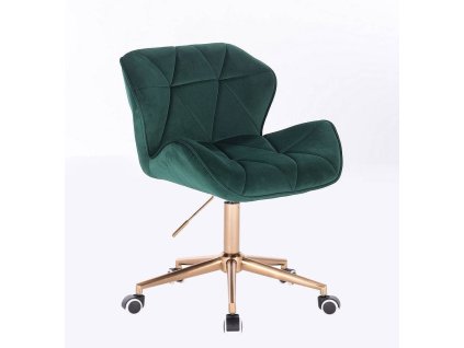 Židle MILANO VELUR na zlaté podstavě s kolečky - zelená