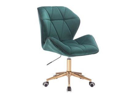 Židle MILANO MAX VELUR na zlaté podstavě s kolečky - zelená