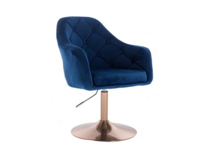 Křeslo ANDORA VELUR  na zlatém talíři - modré