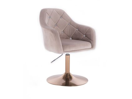Křeslo ROMA VELUR na zlatém talíři - světle šedé