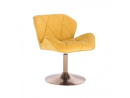 Židle MILANO VELUR na zlatém talíři - žlutá