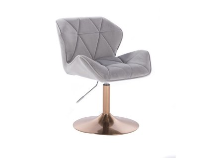 Židle MILANO VELUR na zlatém talíři - světle šedá