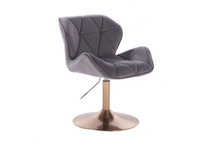 Židle MILANO VELUR na zlatém talíři - tmavě šedá