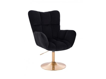 Křeslo AURORA VELUR na zlatém talíři - černé