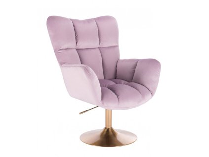 Křeslo AURORA VELUR na zlatém talíři - levandule
