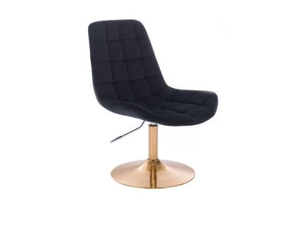 Židle PARIS VELUR na zlatém talíři - černá