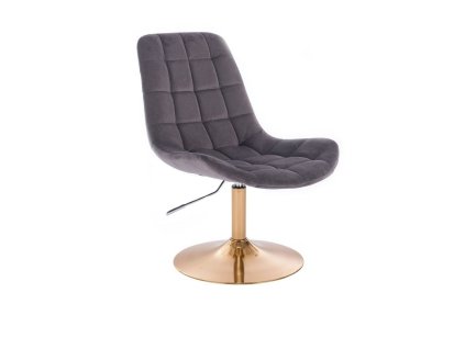 Židle PARIS VELUR na zlatém talíři - šedá