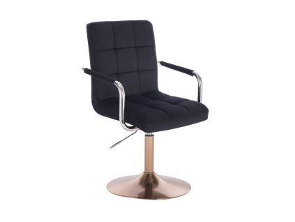 Židle VERONA VELUR na zlatém talíři - černá
