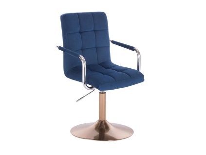 Židle VERONA VELUR na zlatém talíři - modrá